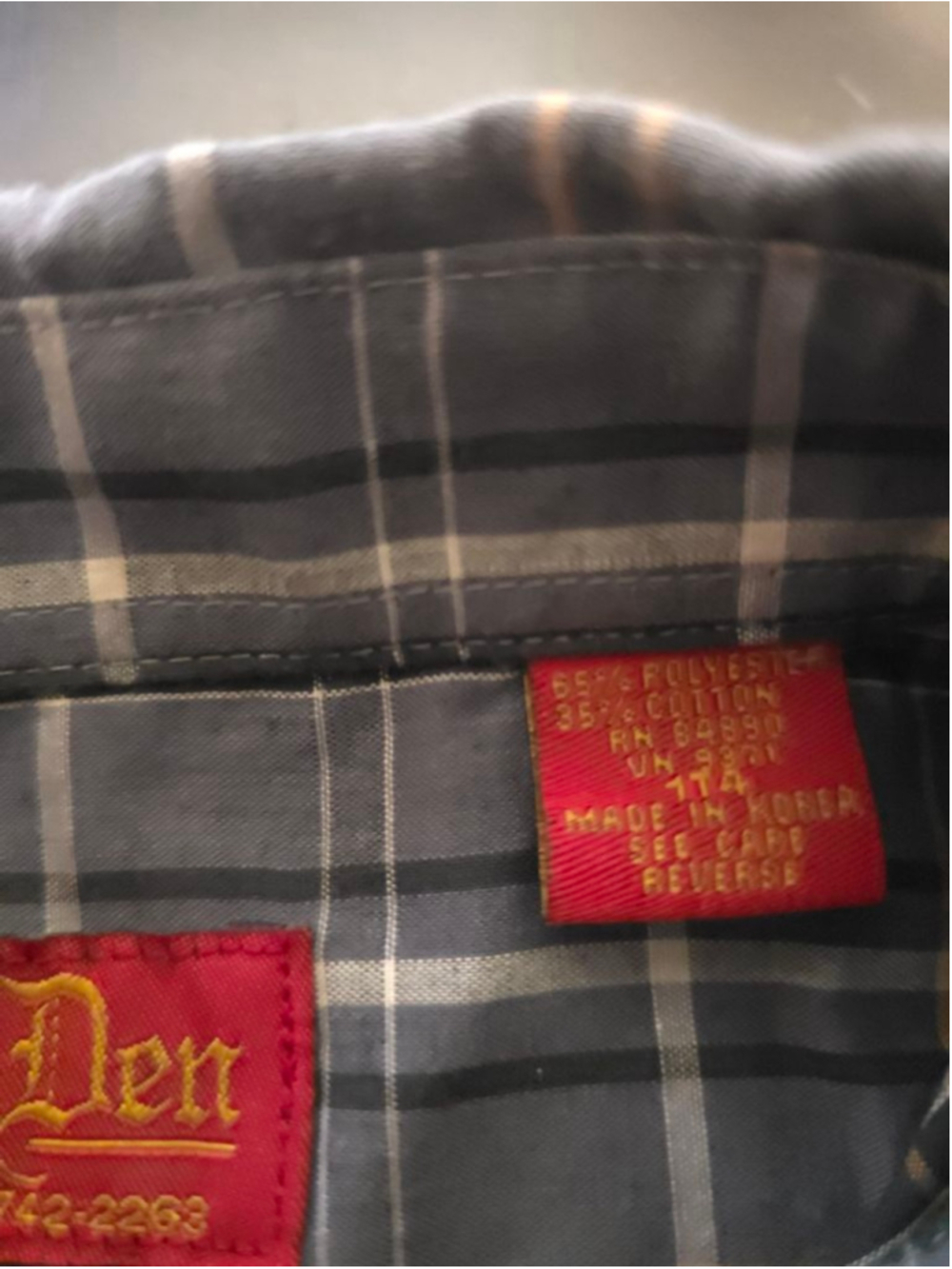 Men's Lion's Den Casual Button Down Shirt L Gray Orange Plaid Business Casual - Picture 7 of 8